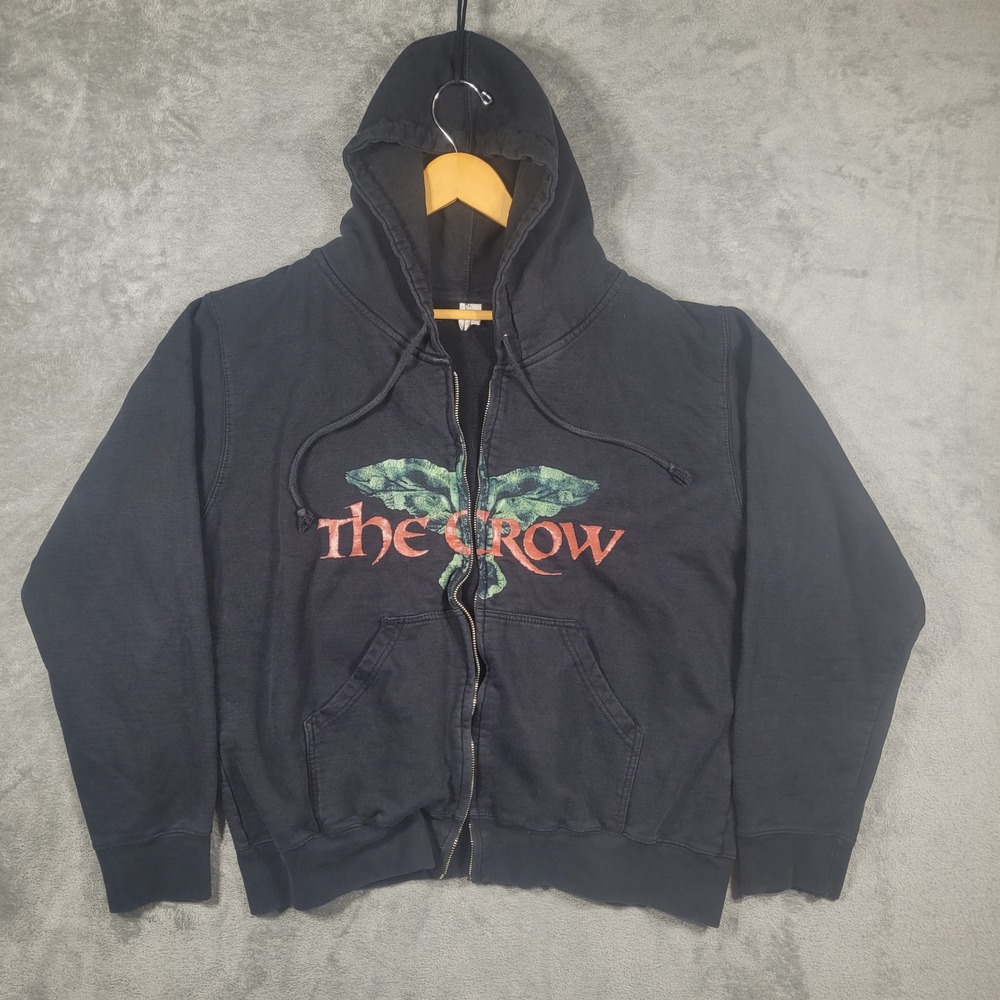Vintage The Crow Zip Hoodie Men XL Black True Love Never Dies Movie Graphic Rare